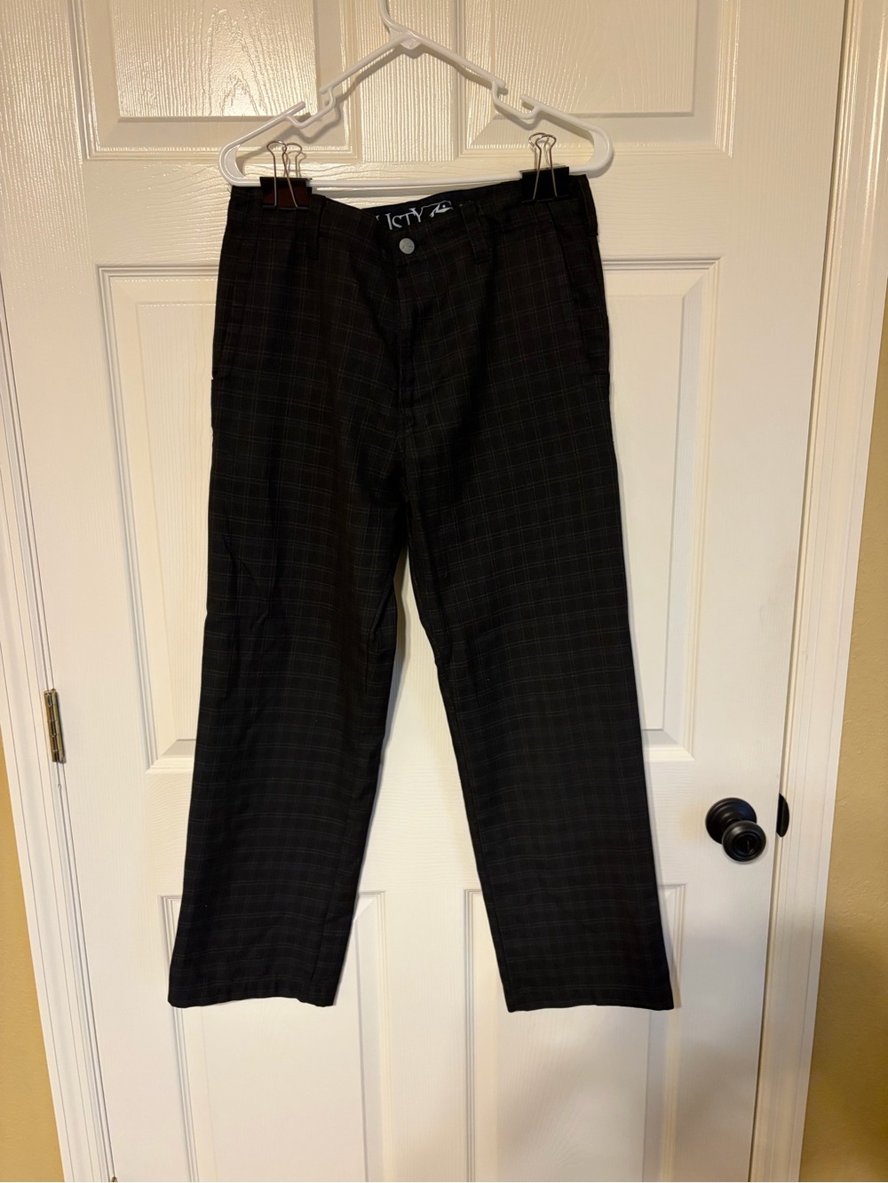 Rusty Black Plaid Chinos